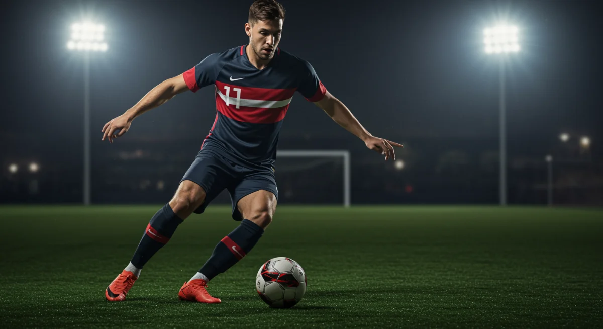 American soccer player demonstrating exceptional ball control during a match.