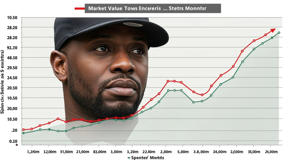 Chart showing the market value increase of a US defender over three months.