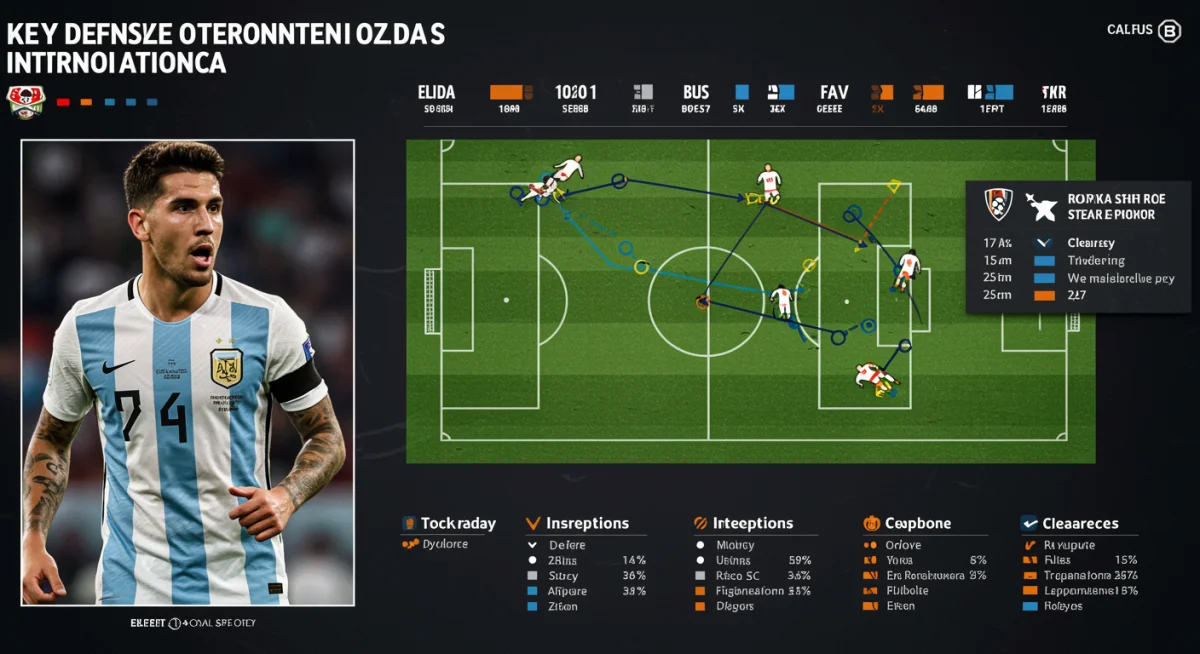 Statistical breakdown of a defender's performance, emphasizing key metrics for MLS scouting.