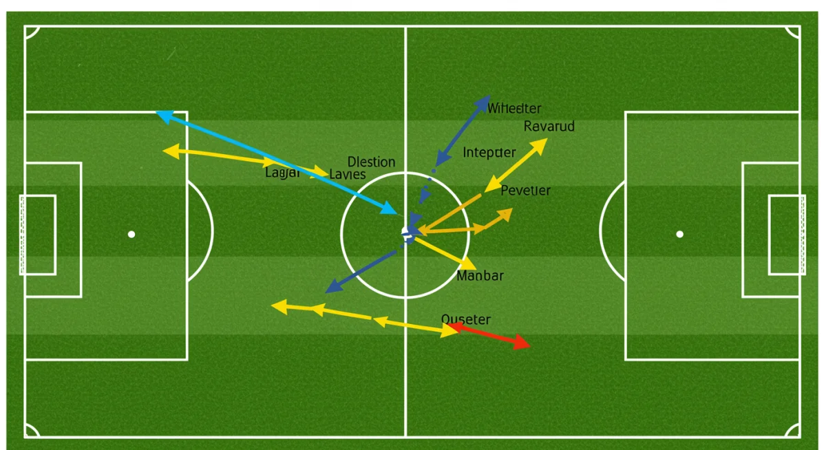 Tactical diagram showing a defender's strategic positioning and passing.