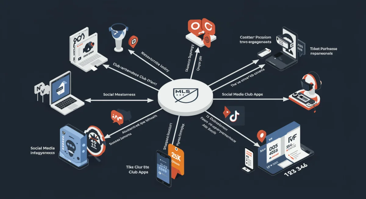 Infographic showing digital platforms boosting MLS attendance and merchandise sales.