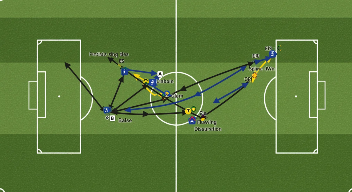 Tactical board illustrating False 9 movement and offensive patterns