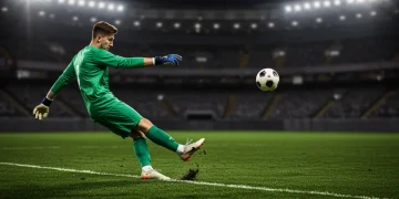 Goalkeeper punting ball to initiate offensive transition