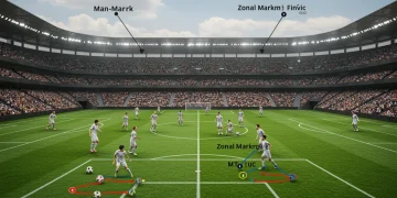 Man-marking vs. zonal marking tactical analysis on a soccer pitch