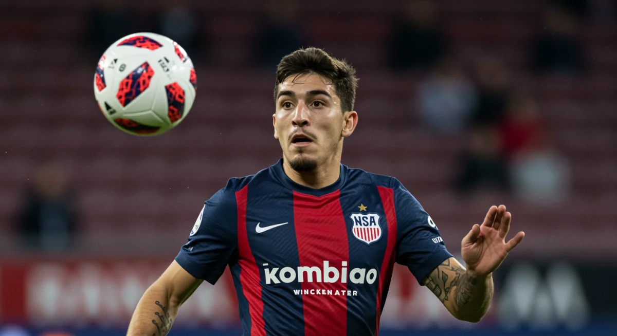 American midfielder demonstrating expert ball control and field vision