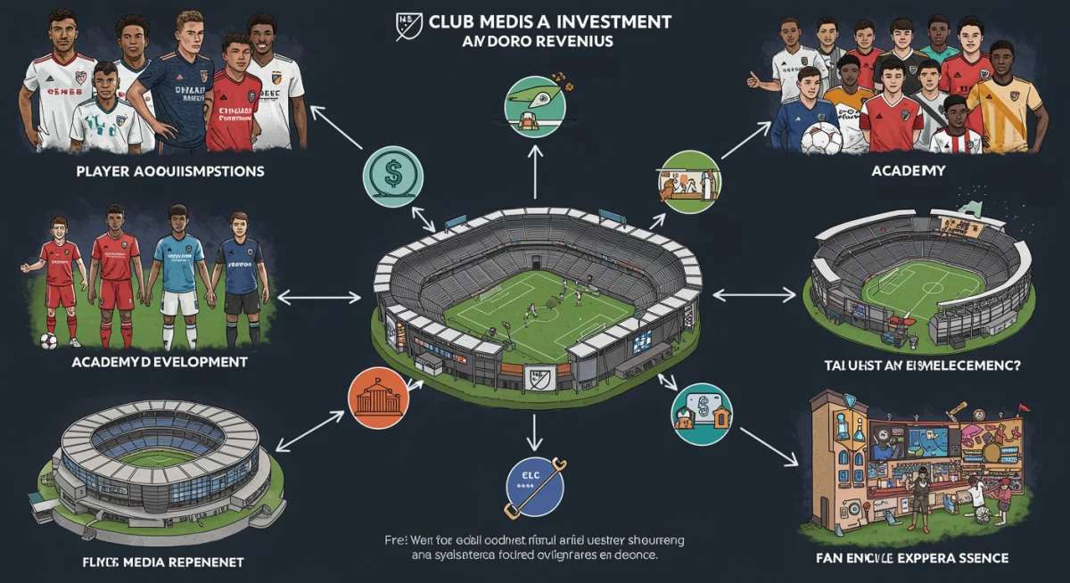 Graphic depicting MLS club investments in players, academies, and infrastructure.