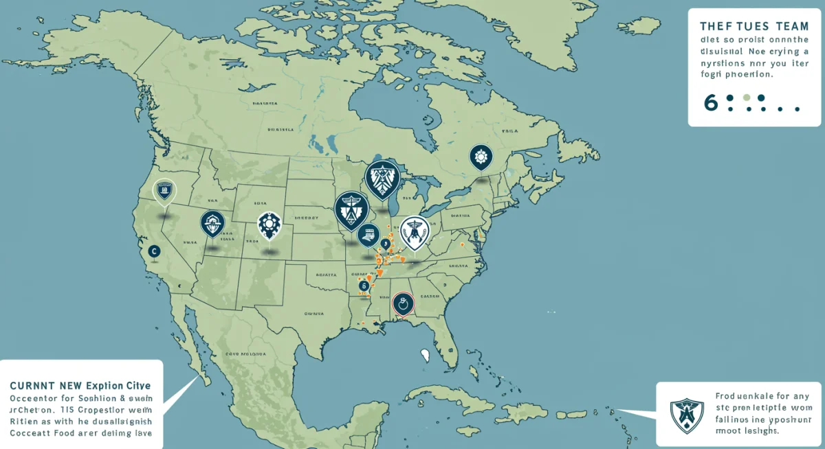 Infographic map of North America showing MLS team locations and future expansion cities.