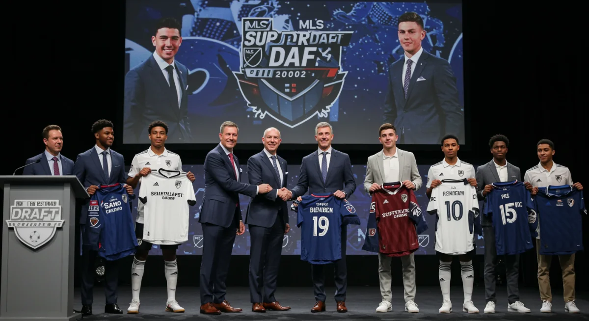 Young players celebrating after being drafted in the MLS SuperDraft, showcasing academy success.