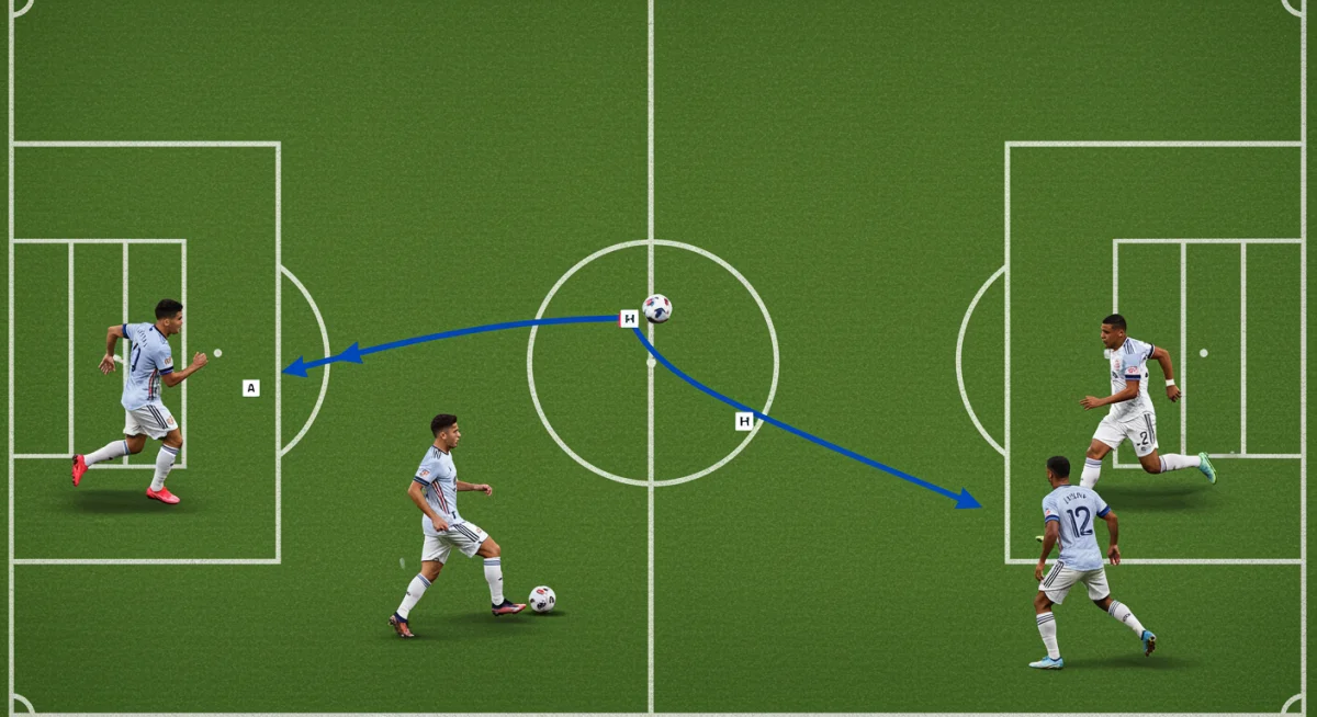 Strategic diagram of two US-born wingers executing a tactical play in an MLS game.