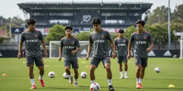 Young MLS academy players training on a field, symbolizing future homegrown talent.