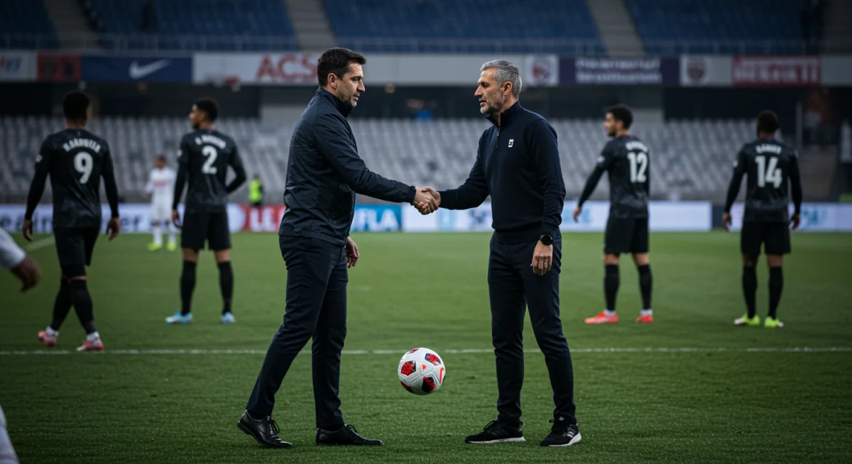 New coach handshake with director, symbolizing team overhaul