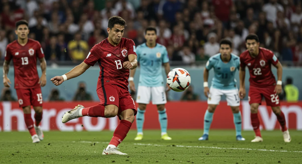 Soccer player delivering a precise cross into the penalty box