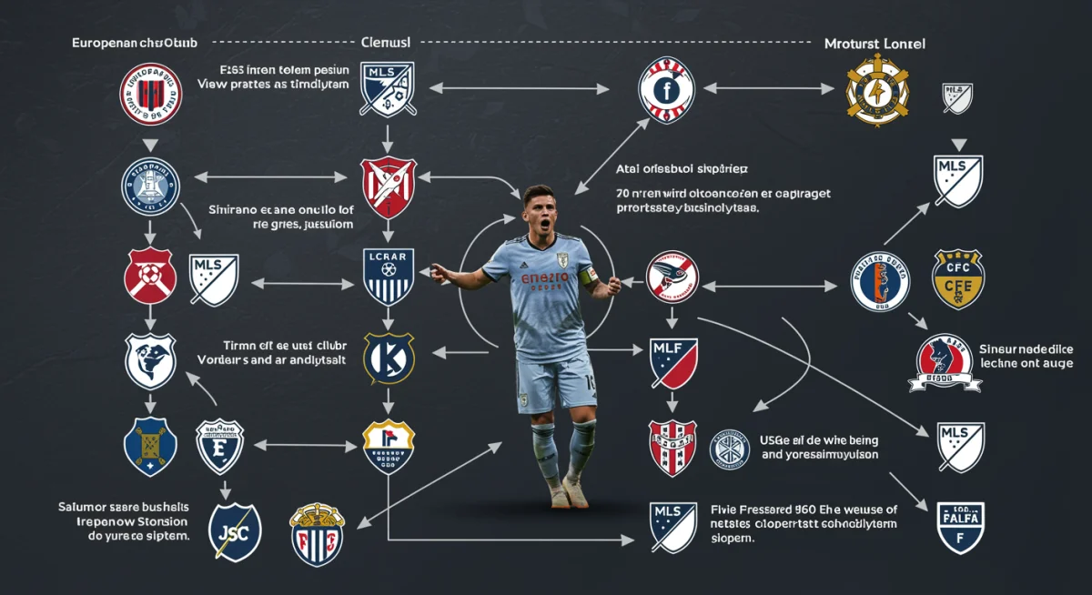 Player transfer pathway from Europe to MLS, showing transaction