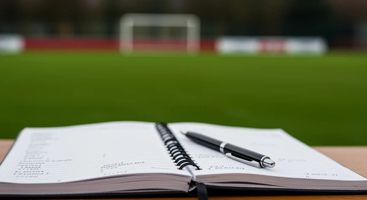 Soccer scout taking notes on promising youth player.