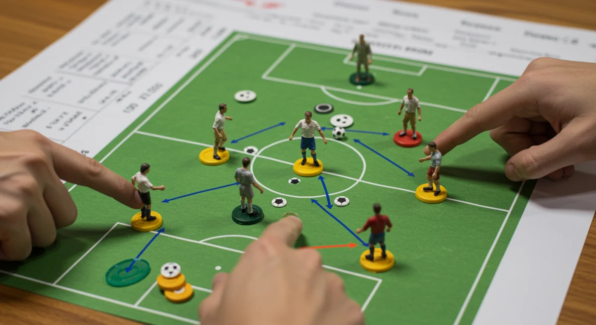 Soccer tactical board, analyzing player positions and strategy