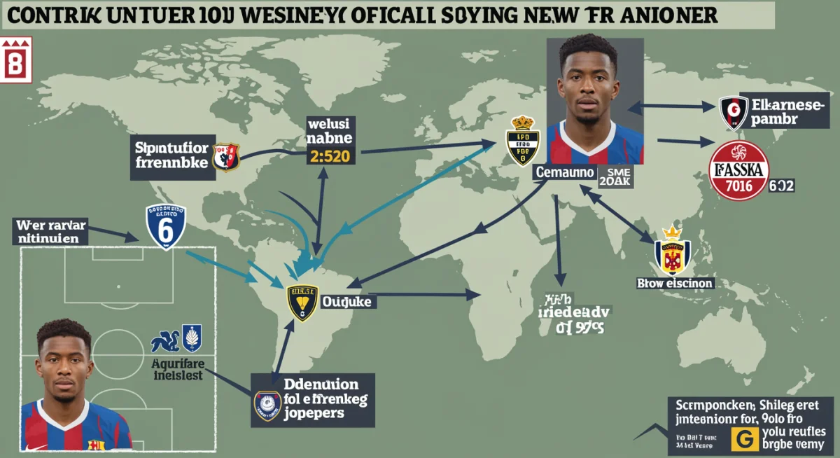 Strategic player transfer path showing club logos and decision points