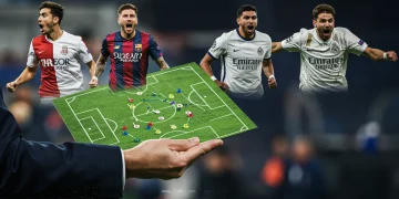 Tactical board and player jerseys symbolizing upcoming soccer transfers