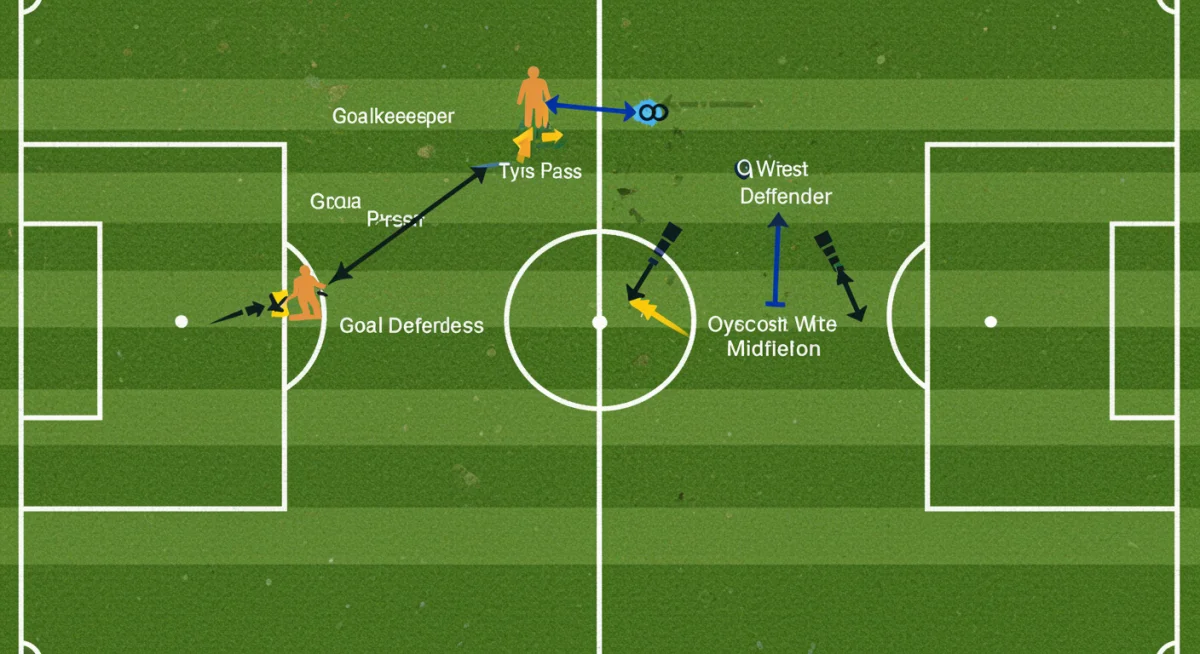 Tactical diagram of short goalkeeper distribution build-up
