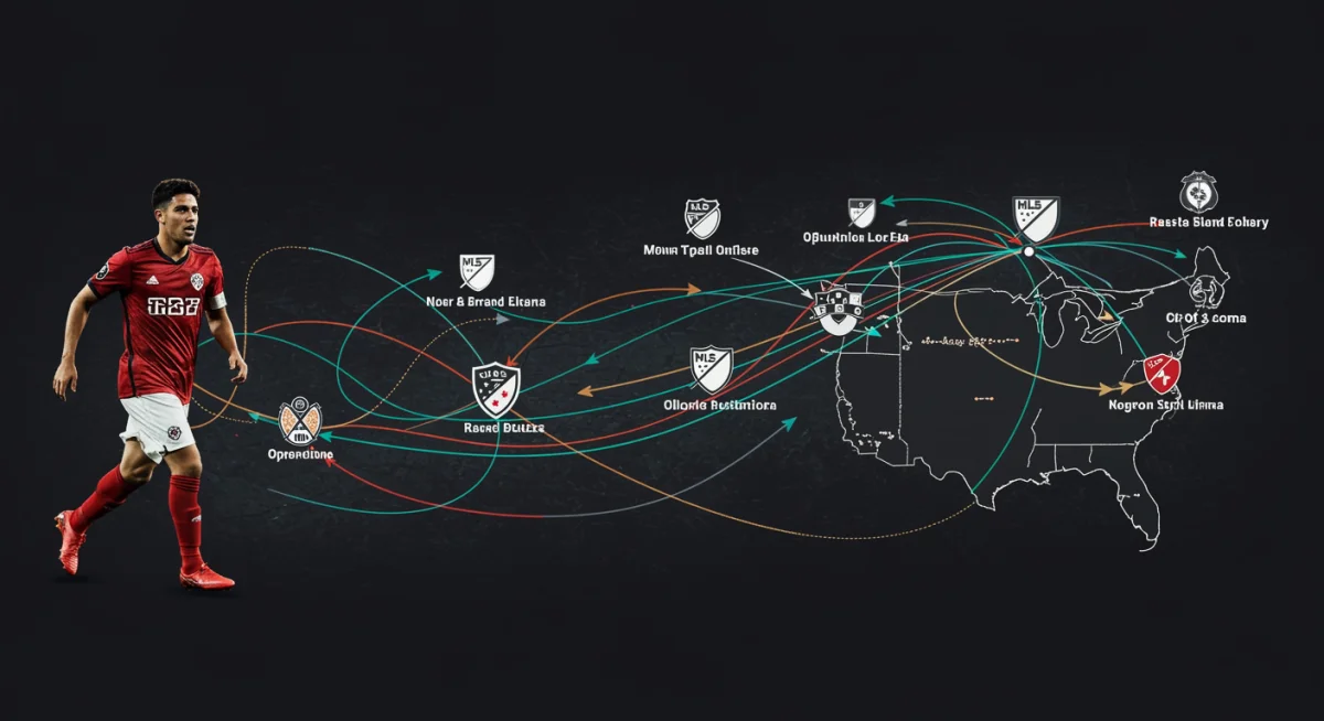 Graphic depicting transfer market flow between MLS and European clubs