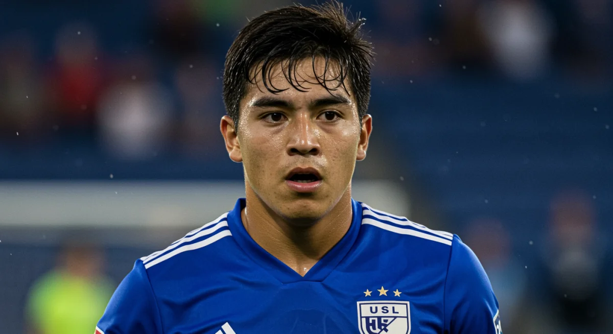 Portrait of a focused young USL soccer talent