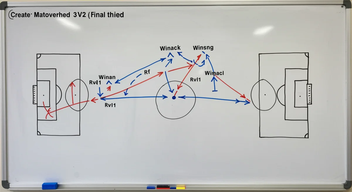 Whiteboard tactical drill for creating final third overloads