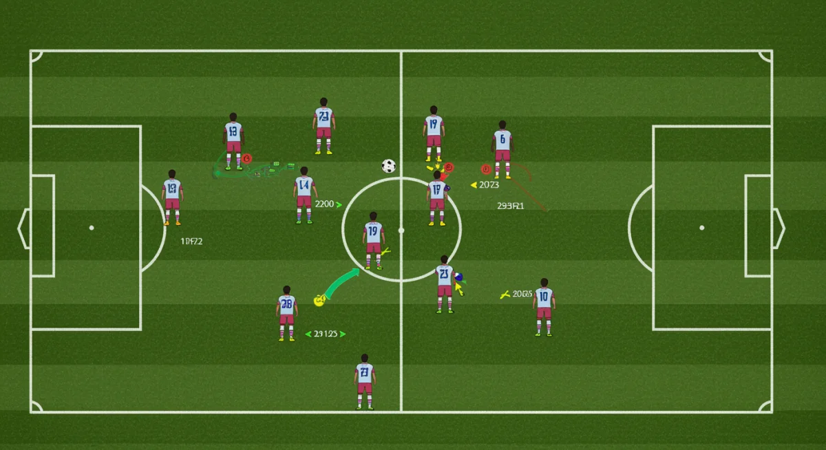 Soccer defenders executing zonal marking formation on the field