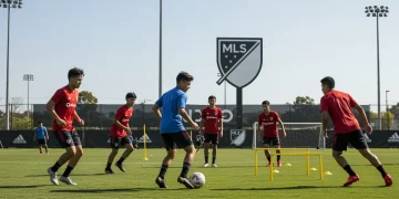 MLS Youth Academy Investment Boost: Future Talent Pipelines Young soccer players training at a modern MLS youth academy facility, signifying investment in future talent.