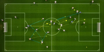 Strategic midfield battle in a 2026 World Cup match with positional play diagrams