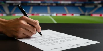 Football player signing contract, hidden clauses, transfer market