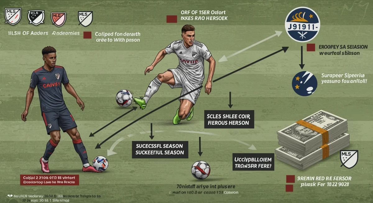 Visual representation of a promising MLS player's journey from academy to European transfer.