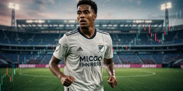 MLS player contemplating a move to a European stadium, symbolizing the 2026 transfer window and financial impact.