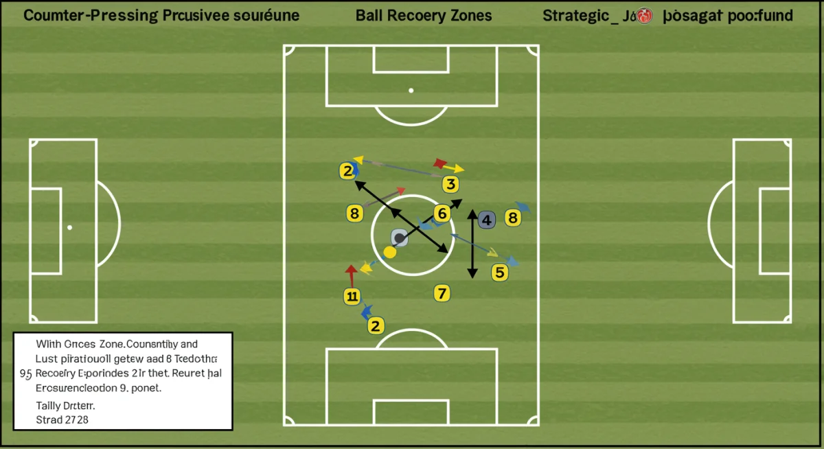 Tactical diagram showing player movement and pressing zones during a counter-press, highlighting strategic defensive positioning.