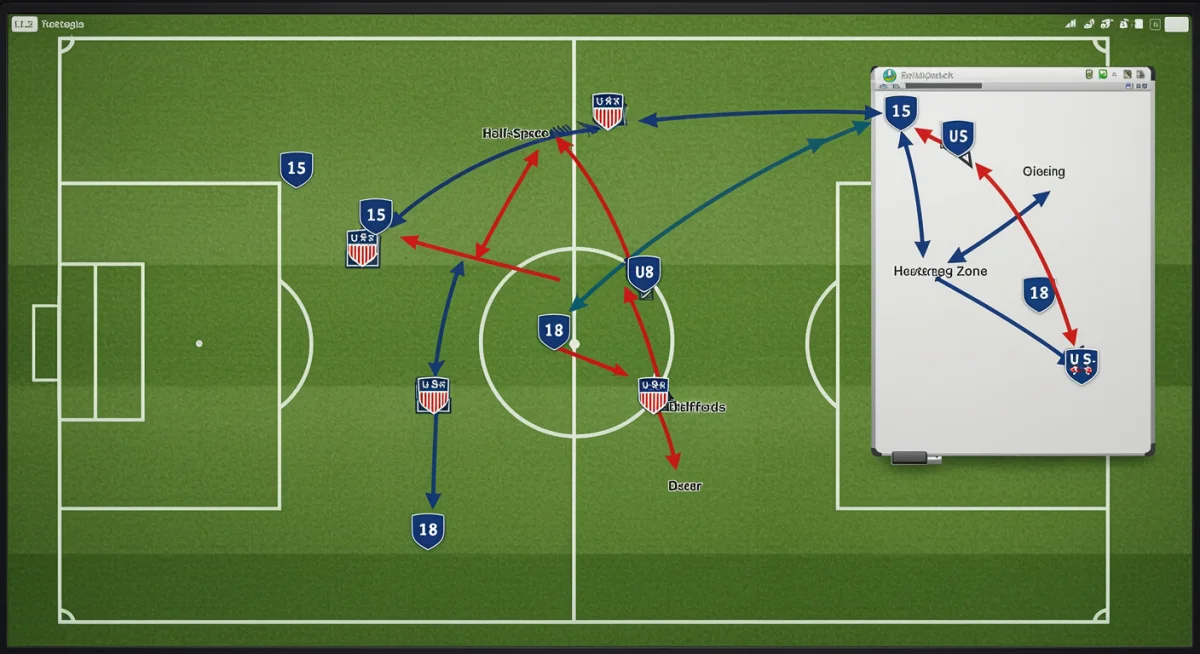 Tactical diagram illustrating half-space exploitation in soccer