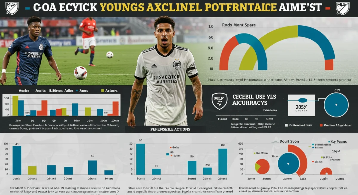 Infographic displaying key performance data for a promising young MLS player