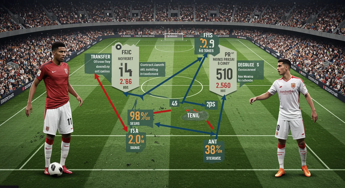 Infographic detailing a complex football player transfer process.