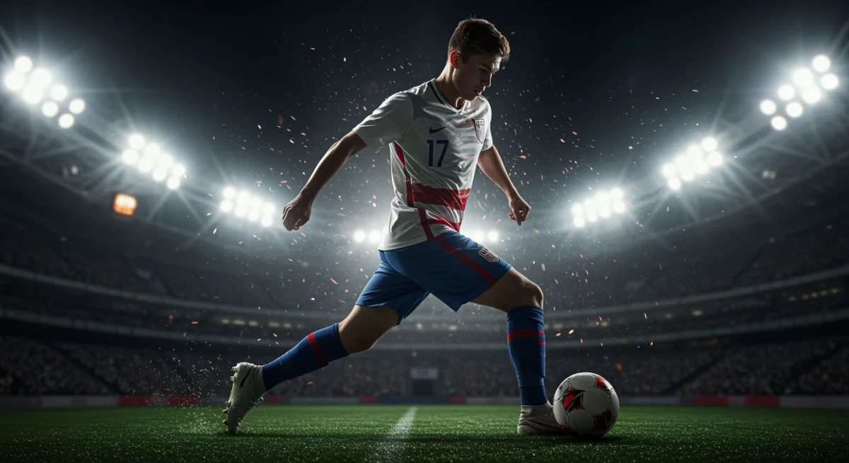 Young American soccer player in action, symbolizing transfer potential
